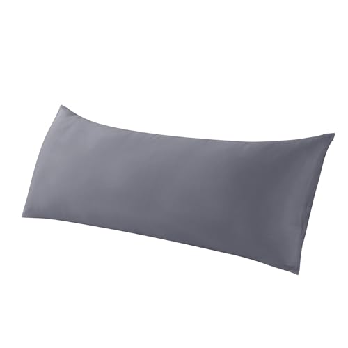 WhatsBedding Body Pillow Cover Cooling Fabric, Long Pillowcase Breathable & Skin-Friendly, Zipper Closure - Charcoal Grey (20x54 inch) - Image 1