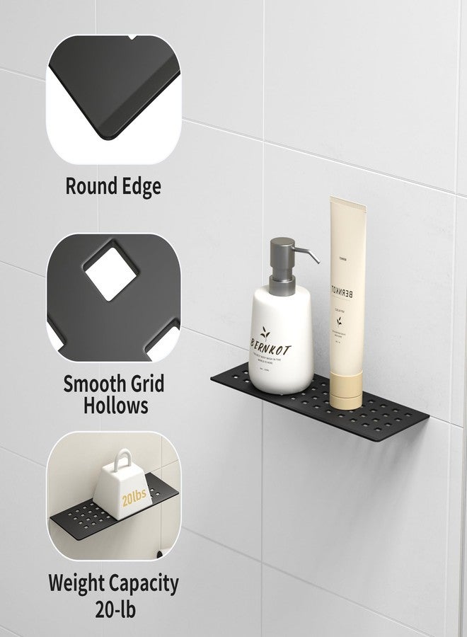 Bernkot Floating Shower Shelf, 10" Matte Black 304 Stainless Steel Recessed Wall Shelf for Lavatory, Rectangular Designed Heavy Duty Bathroom Shelf for Tiled Wall Remodel and Renovation - Image 4