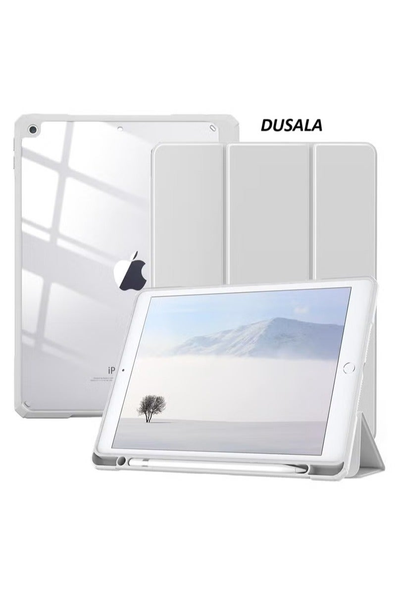 DUSALA Case for iPad 9th Generation 2021/iPad 8th Generation 2020/iPad 7th Generation 2019 10.2 inch with Pencil Holder, Slim Protective Cover with Clear Back Shell, Auto Wake/Sleep, (Grey) - Image 1