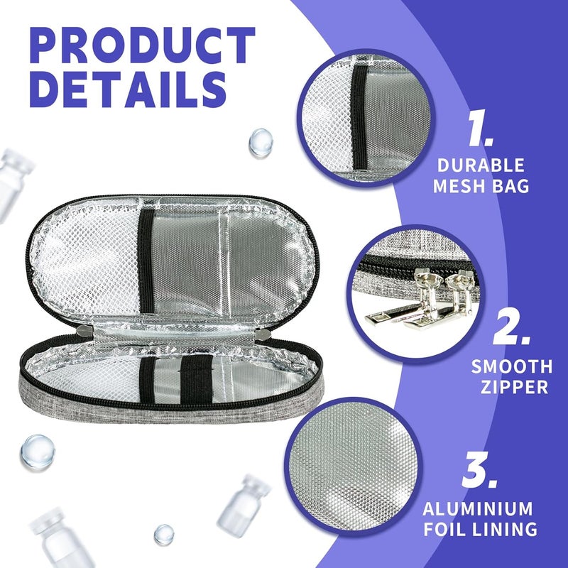Drasry Cost effective upgraded craftsmanship Insulin Cooler Travel case Diabetics Insulated Bag Sets Medical Organizer with 2 ice Packs and Insulation Liner for Trips (Black), Black, 9.1 x 5.1 x 2.8 inches, Travel Carefully selected solid material - Image 2