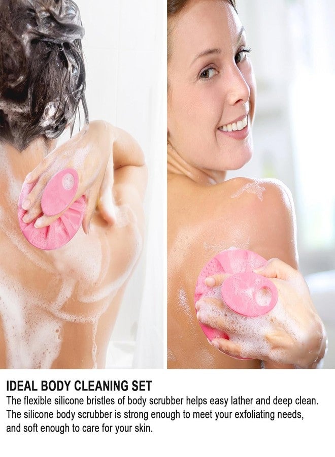 GONIPIMI Soft Silicone Body Cleansing Brush Shower Scrubber, Gentle Exfoliating and Massage for all Kinds of Skin (Pink)-GSD00 - Image 3