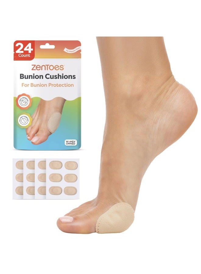Zentoes Bunion Pads to Wear with Shoes – Waterproof Soft Bunion Cushion Protector, Breathable Adhesive Foot Pad for All Day Comfort & Support, 24 Count - Image 1