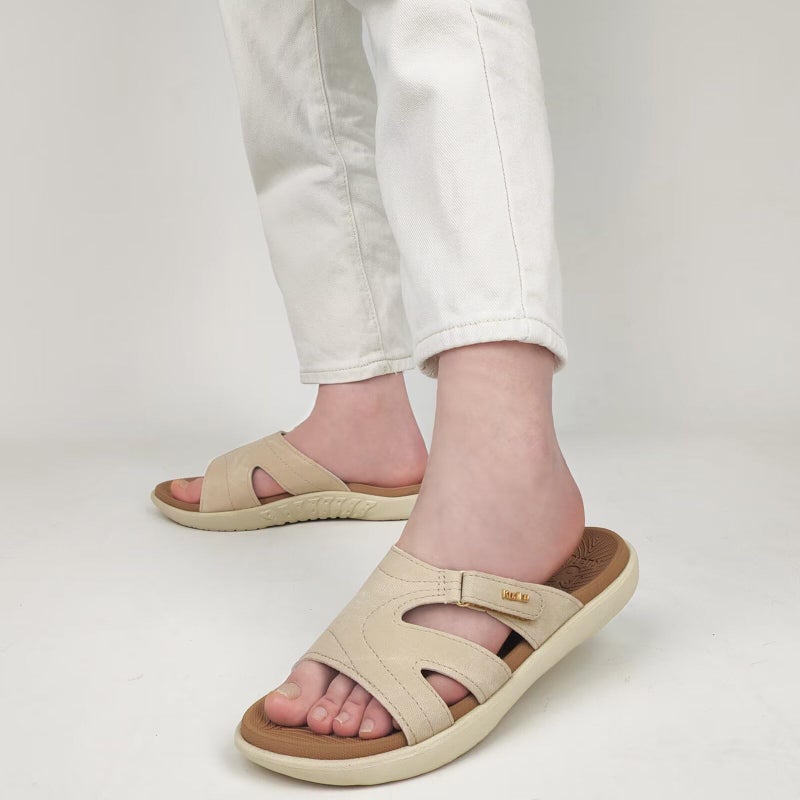 KuaiLu Womens Fashion Orthotic Slides Ladies Lightweight Athletic Yoga Mat Walking Sandals Slip On Thick Cushion Recovery Slippers Sandles Comfortable Plantar Fasciitis Arch Support Tan Beige Size 8.5 - Image 2