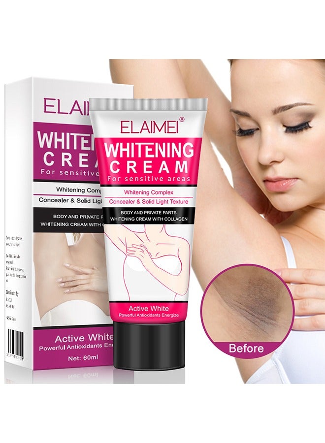 Elaimei Whitening Cream, For Body, Intimate Areas, Underarms, Armpit, Knees, Legs, Elbows And Inner Thigh, Dark Spot Corrector Skin Lightening Cream 60ml - Image 1