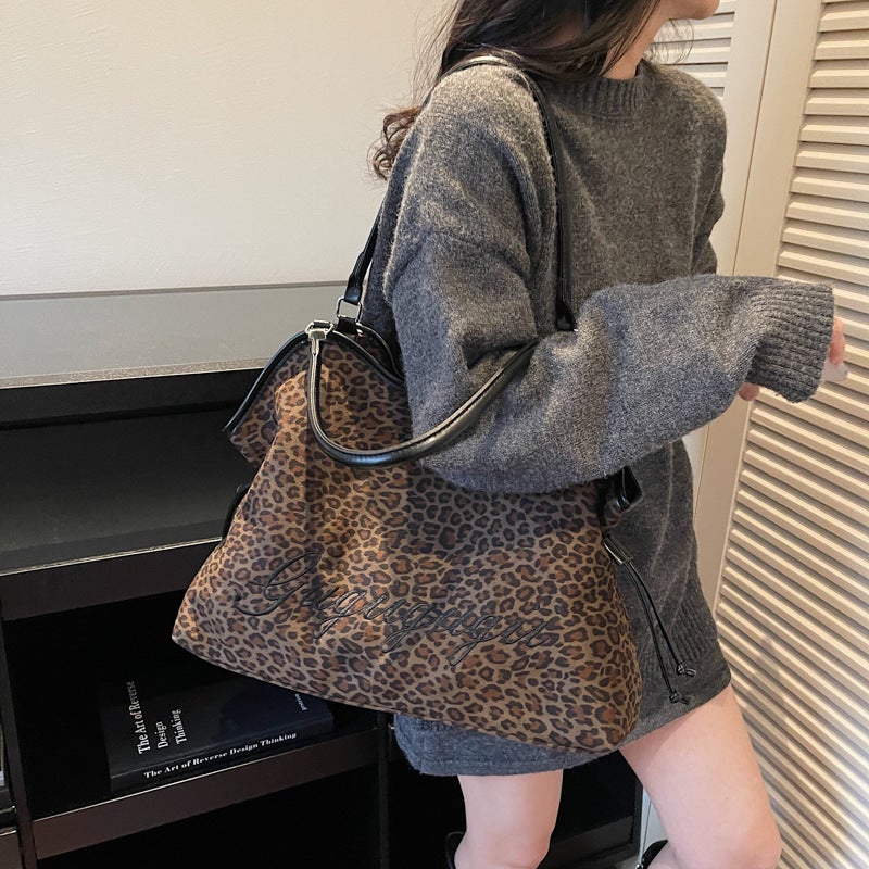 Menderya Women's Vintage Leopard Print Large Capacity Tote Shoulder Bag - Image 1