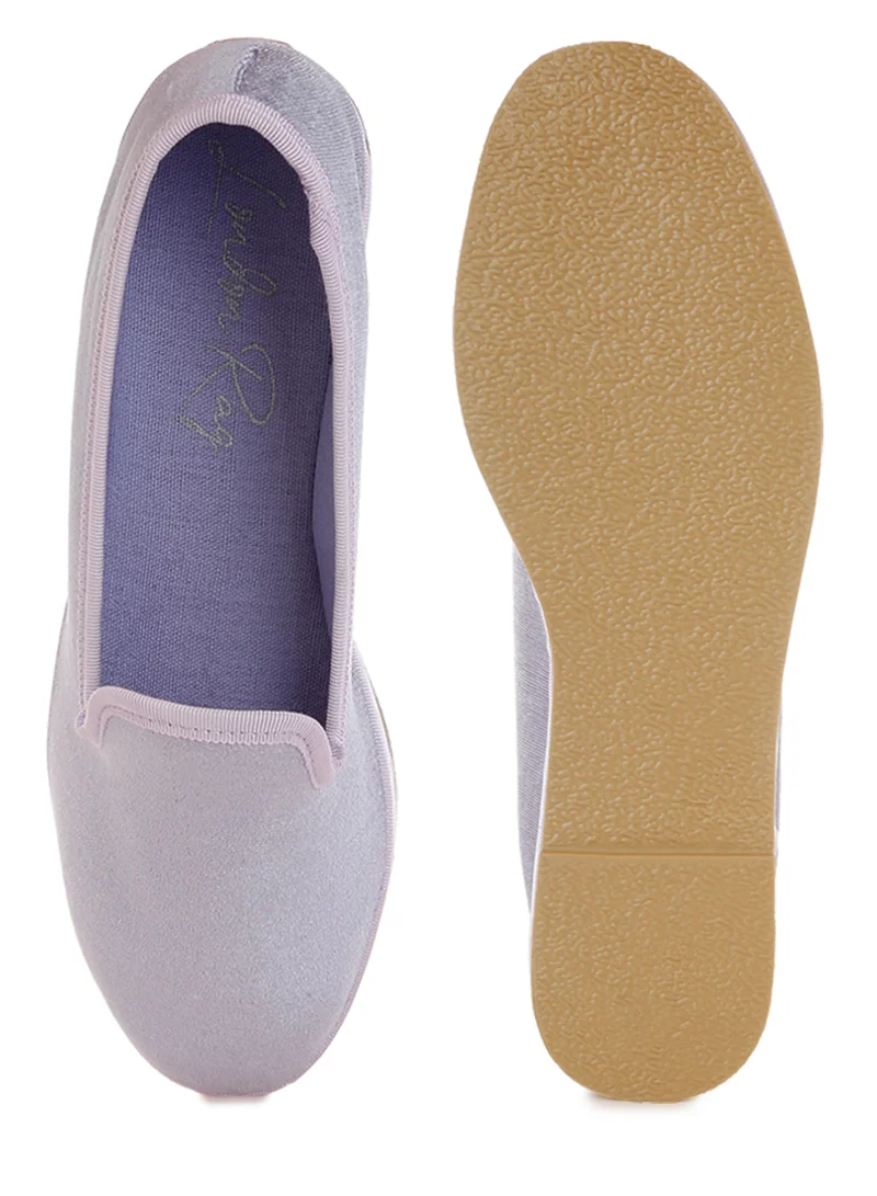 London Rag Velvet Round Toe Slip-On Loafers in Lilac