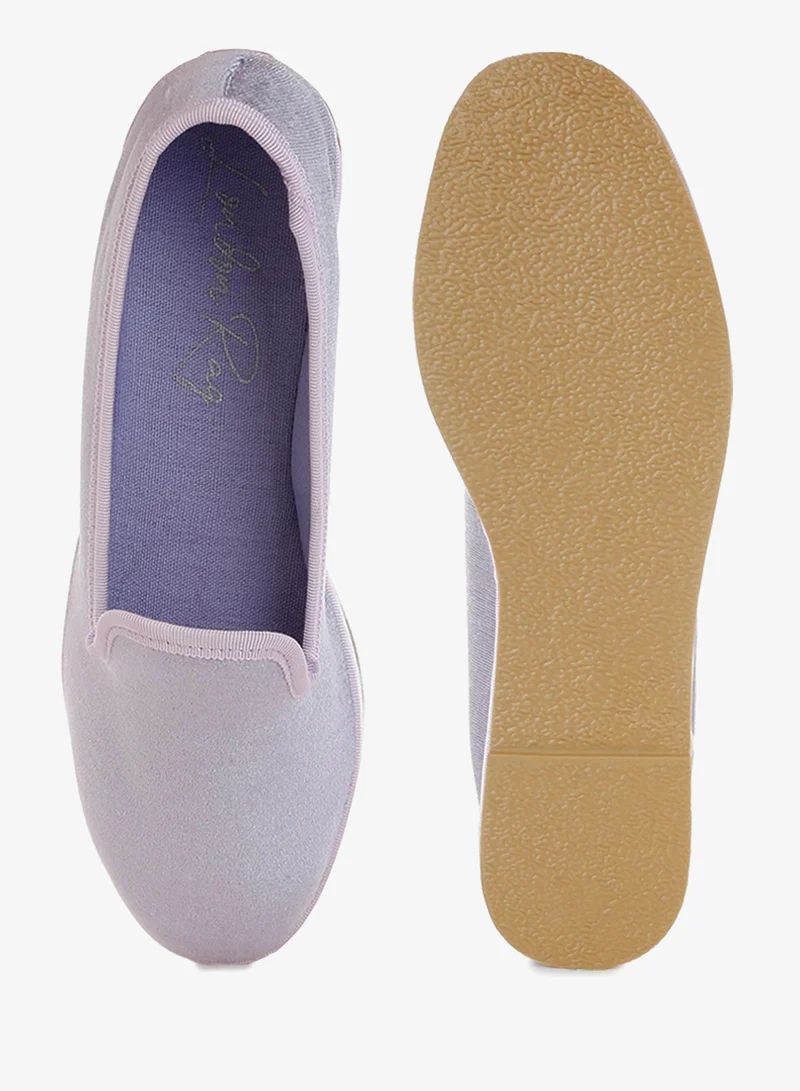 London Rag Velvet Round Toe Slip-On Loafers in Lilac