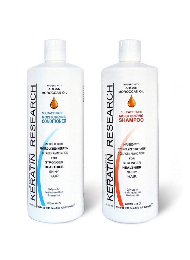 KERATIN RESEARCH Sulfate Free Shampoo & Conditioner 2X 1000Ml Bottles Value Set Infused With Moroccan Argan Oil By Keratin Research Post Treatment Shampoo - Image 1