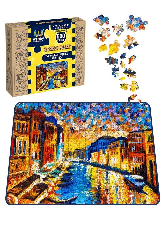 Webby Kids The Vibrant Venice Painting Wooden Jigsaw Puzzle, 500 Pieces, Multicolor - Image 2