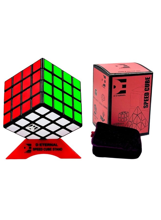 D ETERNAL D ETERNAL Cube 4x4 Speedcube for Kids & Adults High Speed Cube 4 by 4 with Cube Stand and Protecting Pouch Bag Cube Combo Set (4x4+Stand+Bag)  - Image 1