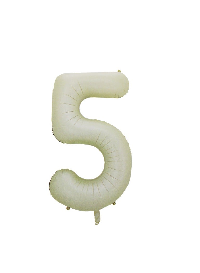 PARTY FUN Foil Number Balloon 32" No.5 Cream Color - Image 1