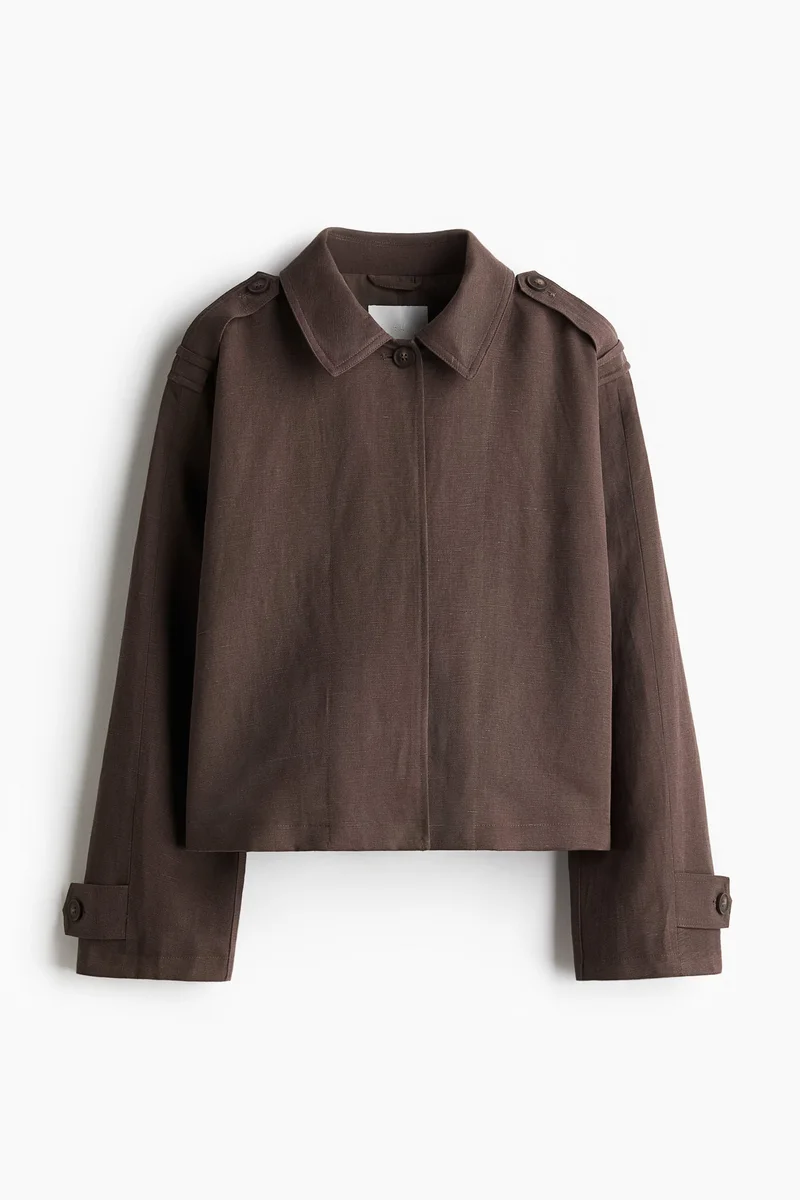 اتش اند ام جاكيت فضفاض من مزيج الكتان