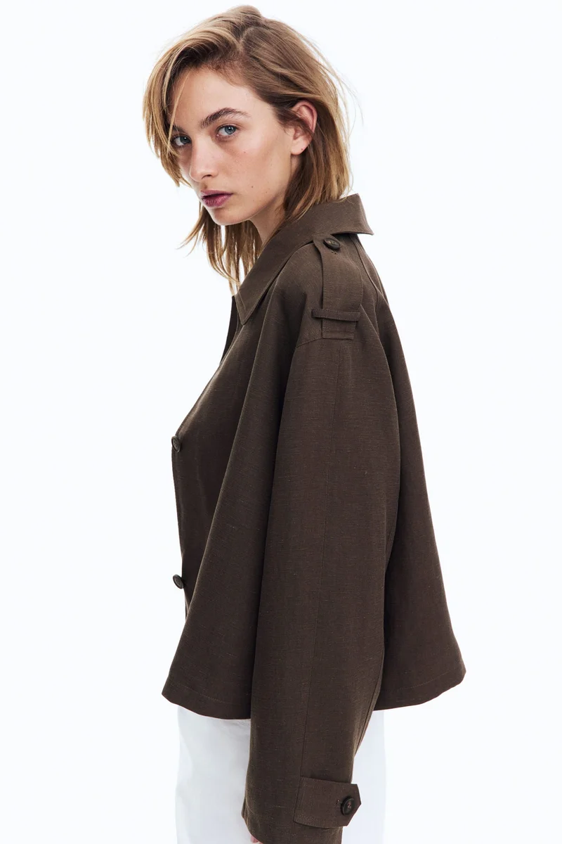 اتش اند ام جاكيت فضفاض من مزيج الكتان