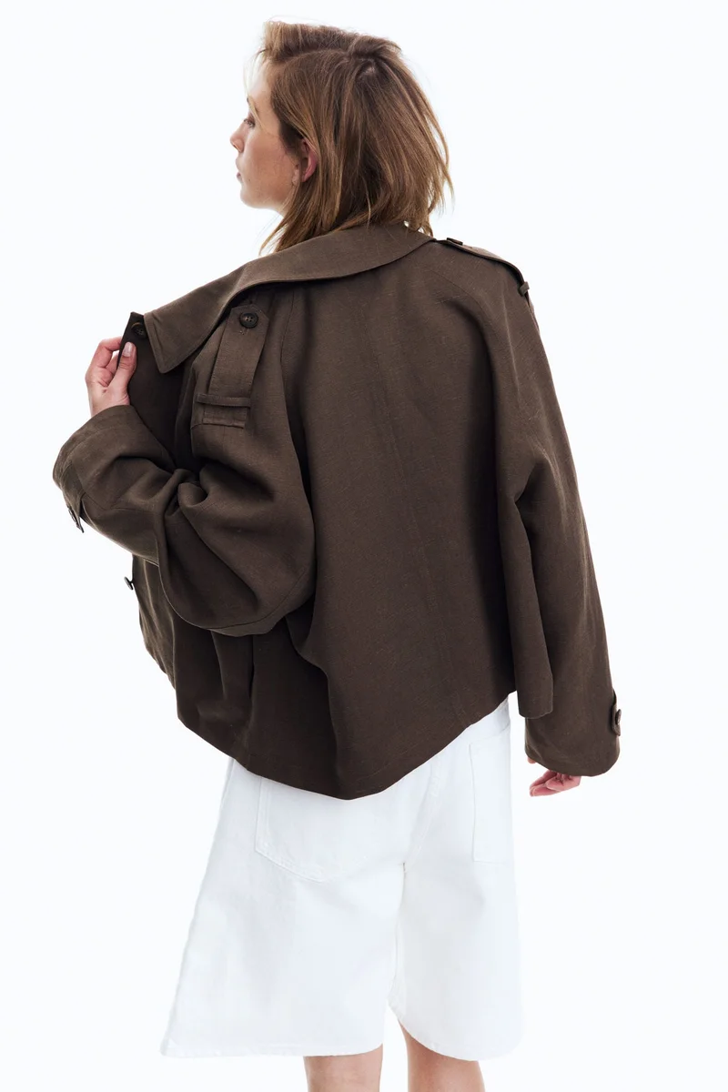 اتش اند ام جاكيت فضفاض من مزيج الكتان