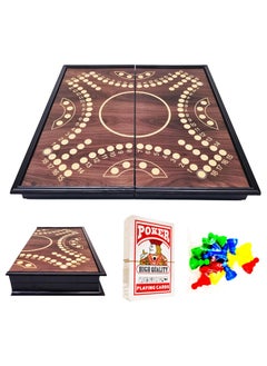 Foldable Plastic Jackaroo Board Game Set, 26 x 26 cm, with Playing Cards and Coloured Pieces