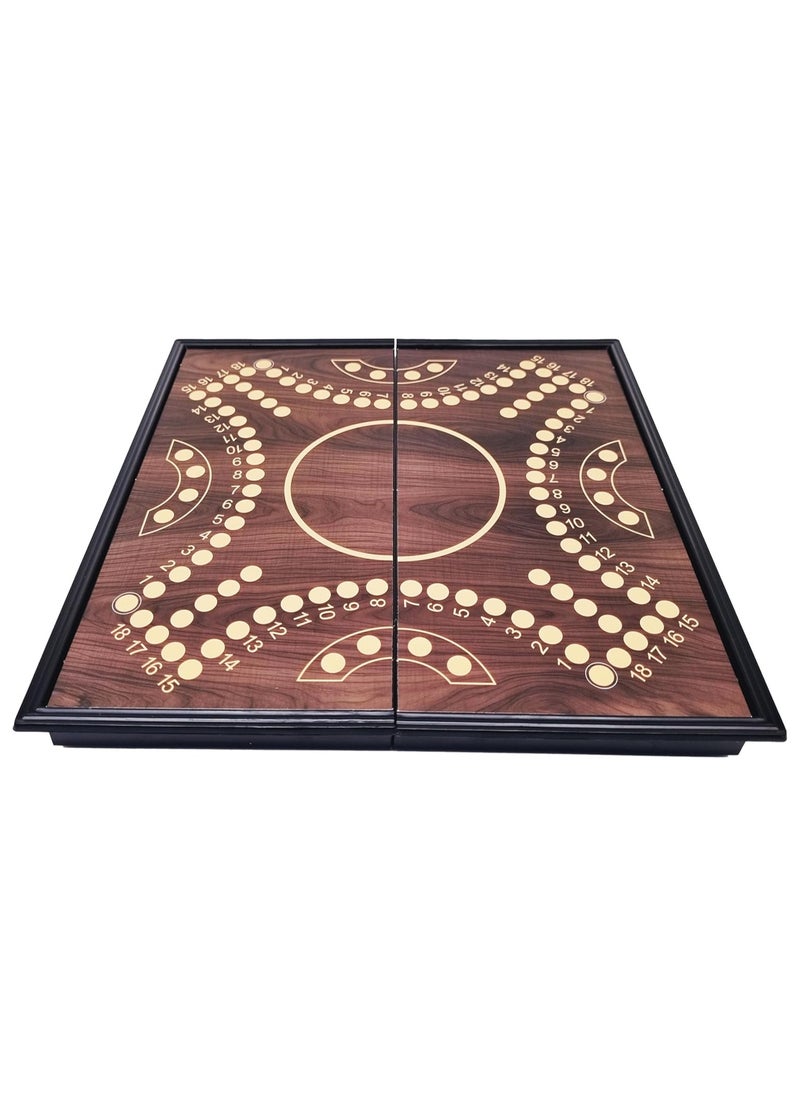 Generic - Foldable Plastic Jackaroo Board Game Set, 26 x 26 cm, with Playing Cards and Coloured Pieces - Image 1
