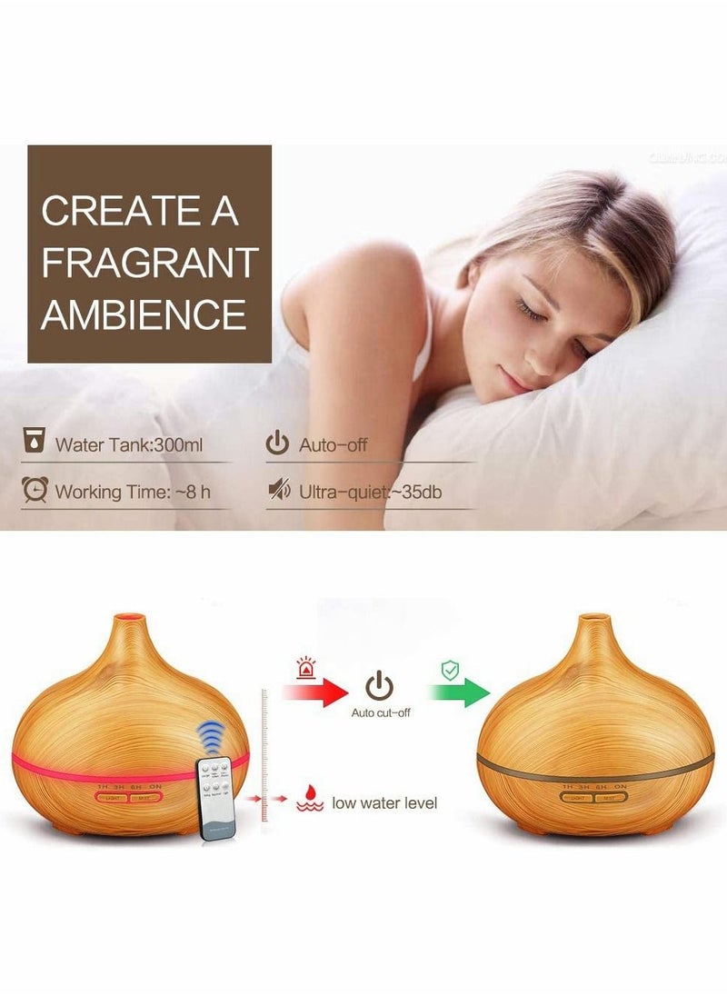 Essential Oil Aroma Diffuser With Remote 400mlupgraded Aromatherapy Diffuser With 4 Timer And 7 Color Lights Cool Mist Humidifier With Auto Shut-off Function Diffuser For Home Bedroom Office