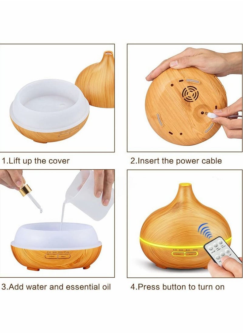 Essential Oil Aroma Diffuser With Remote 400mlupgraded Aromatherapy Diffuser With 4 Timer And 7 Color Lights Cool Mist Humidifier With Auto Shut-off Function Diffuser For Home Bedroom Office