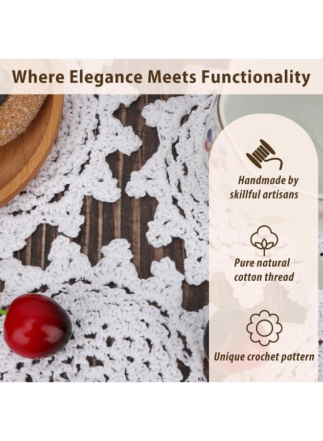 kilofly Crochet Cotton Lace Table Placemats Doilies Value Pack, 4pc, White, Net, 6 inch - Image 5