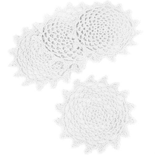 kilofly Crochet Cotton Lace Table Placemats Doilies Value Pack, 4pc, White, Net, 6 inch - Image 2