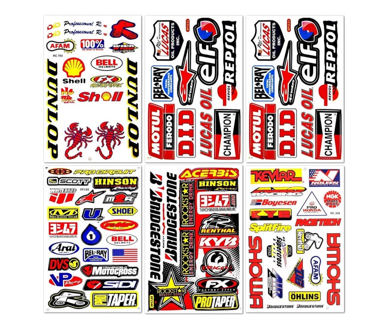 ARS Motorcross Sticker Dirt Bike Dirtbike Motorcycles Moto Race ATV Accessories Sponsor Logos Helmet Parts Racing Pack 6 Vinyl Graphics Sticker Decal Kits Sheet D6724 Best4Buy - Image 1