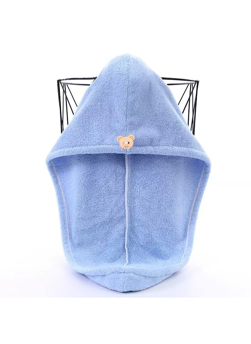 Bluwings Bluwings Microfiber Hair Wrap Super Absorbent Ultra Soft Turban HairDrying Quick Bath Shower Caps Magic Bathrobe Hair Warp Salon Head Towel for Women and Girls Blue  - Image 3