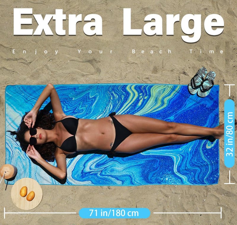 Widdonen 2 Pack Microfiber Lightweight Beach Towel Sand Free Quick Dry Absorbent Thin Compact Towels for Swimming Pool Camping Beach Accessories Large Easy Pack Travel Things for Vacation Essentials Gift - Image 2