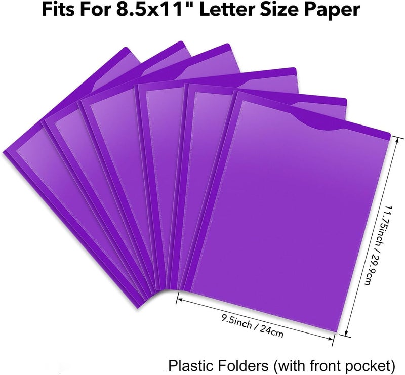 BAOFALI 12 Pack A4 Pocket Plastic Folder 2 Pockets and 3 Prongs 2 Card Slots, Durable, Tear-Resistant Heavy Duty Pocket Folders with Prongs, Colored Prong Folders for Schoolwork & Officer - Image 3