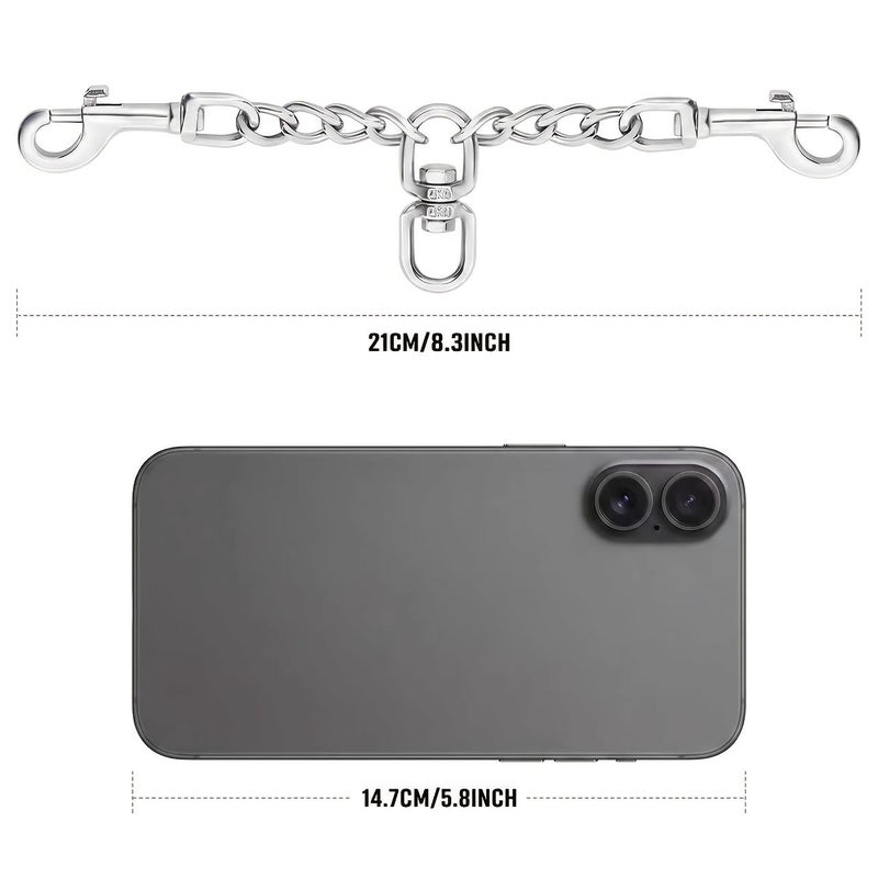 Dog Collar Safety Clip Stainless Steel Training Leash Double Buckle Lead With Spare Connecting Clip Pet Anti Escape Safety Buckle Suitable For Collars And Harnesses Black One Size - Image 3