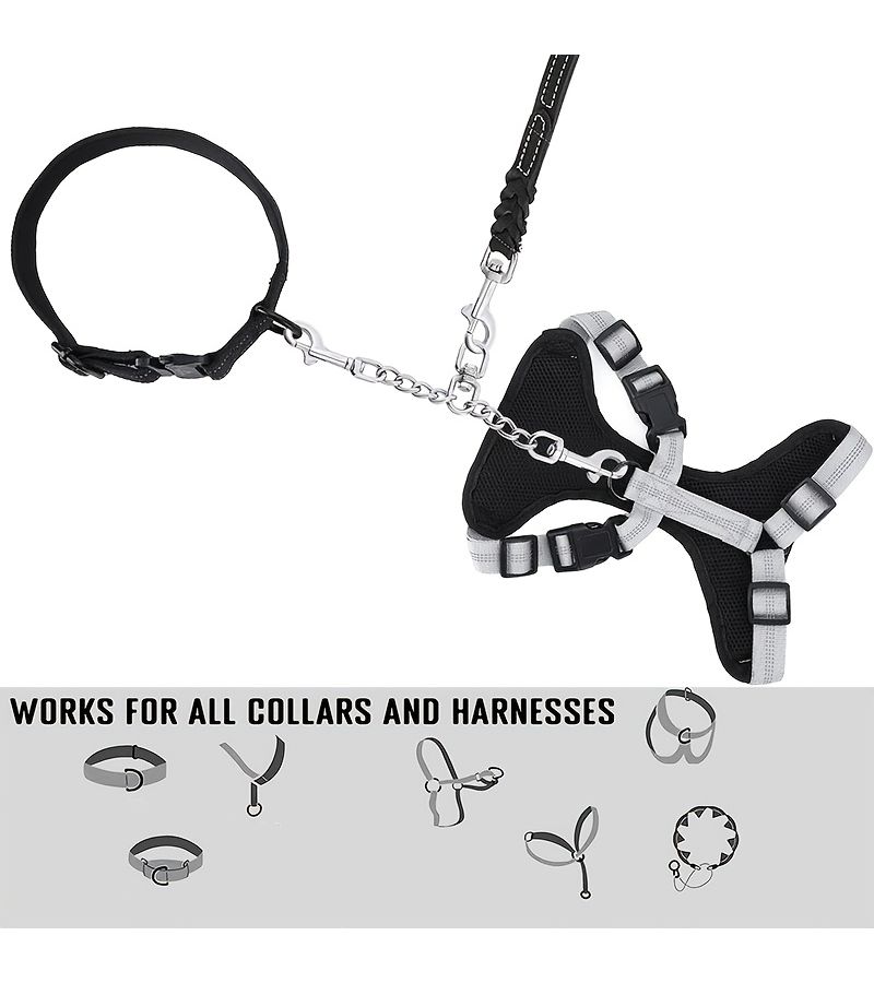 Dog Collar Safety Clip Stainless Steel Training Leash Double Buckle Lead With Spare Connecting Clip Pet Anti Escape Safety Buckle Suitable For Collars And Harnesses Black One Size - Image 5