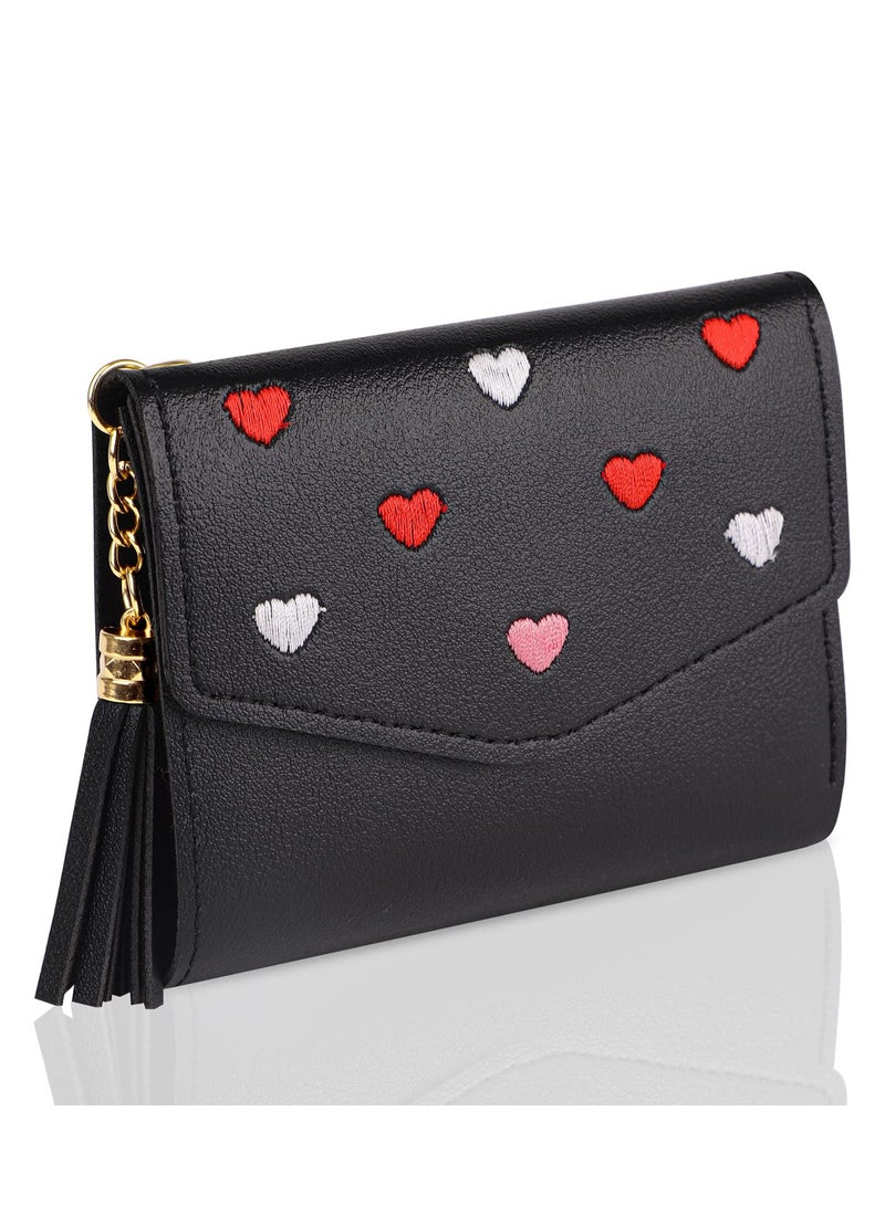 حقائب نسائية من الجلد الصناعي الناعم، حقائب للسيدات مع 5 فتحات بطاقات وأقسام واسعة، حقائب للفتيات المراهقات باللون الأسود - Image 1