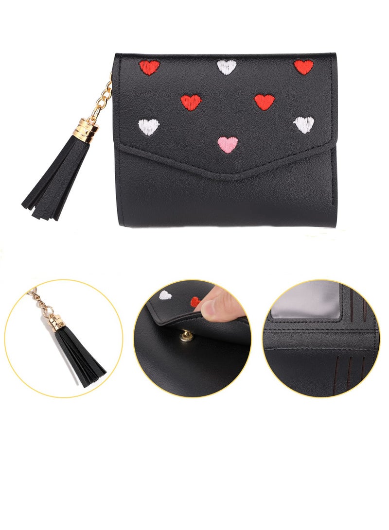 حقائب نسائية من الجلد الصناعي الناعم، حقائب للسيدات مع 5 فتحات بطاقات وأقسام واسعة، حقائب للفتيات المراهقات باللون الأسود - Image 2