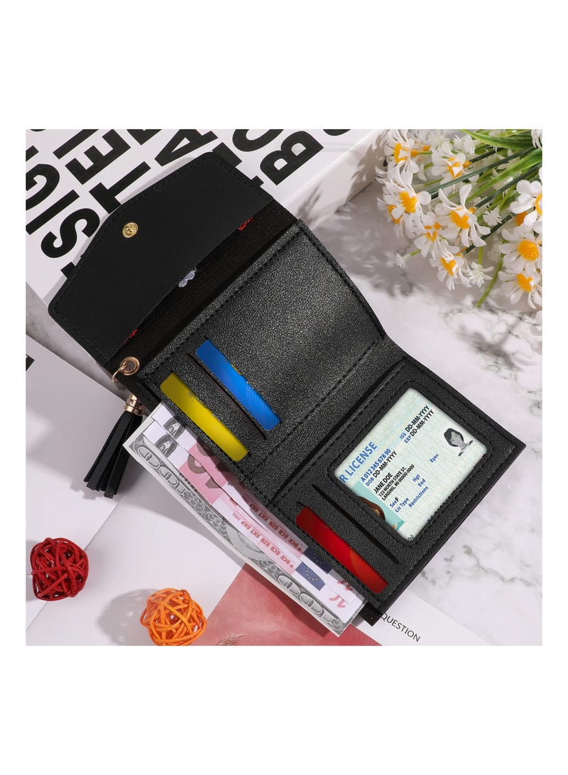 حقائب نسائية من الجلد الصناعي الناعم، حقائب للسيدات مع 5 فتحات بطاقات وأقسام واسعة، حقائب للفتيات المراهقات باللون الأسود - Image 4