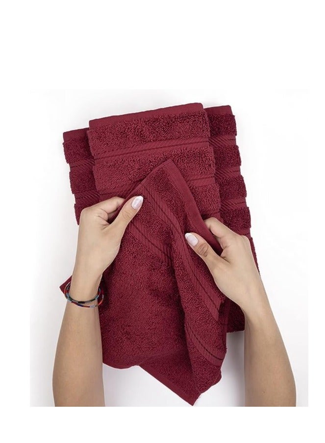 Safi Plus Towel Set 3 Piece Luxury Hotel Quality 600 GSM 100% Genuine Combed Cotton, Super Soft & Absorbent Family Bath Towels -  1 Bath Towel, 1 Hand Towel, 1 Washcloth - Bordeaux - Image 2