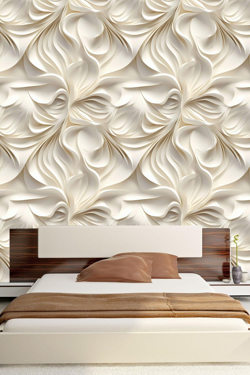 weiseni Floral Peel and Stick Wallpaper 3D Effect Interior Wall DÃ©cor Contact Paper Self Adhesive Removable Renter Friendly for Bedroom Living Cabinet Room 17.7in x 9.8ft (Not Textured Wallpaper - Image 3