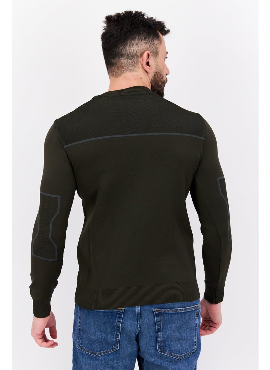 Free Soul - Men Crew Neck Brand Logo Long Sleeve Sweatshirt, Dark Olive - Image 1