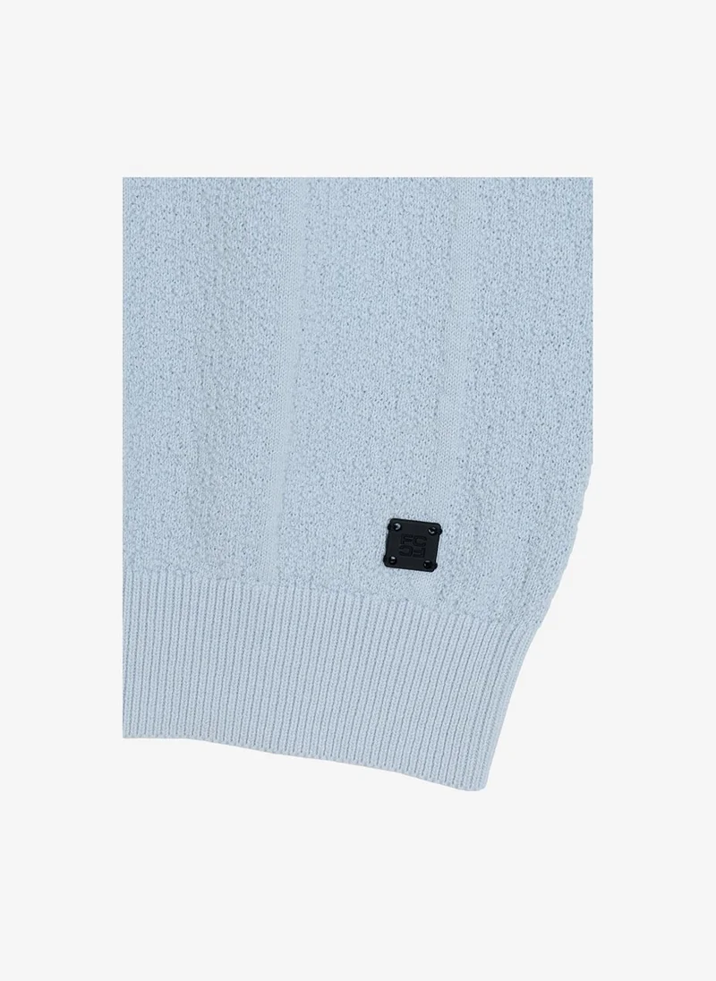 French Connection  Men's Ballad Blue Ss Texture Knitted Polo T-Shirt for Men | Best Price UAE