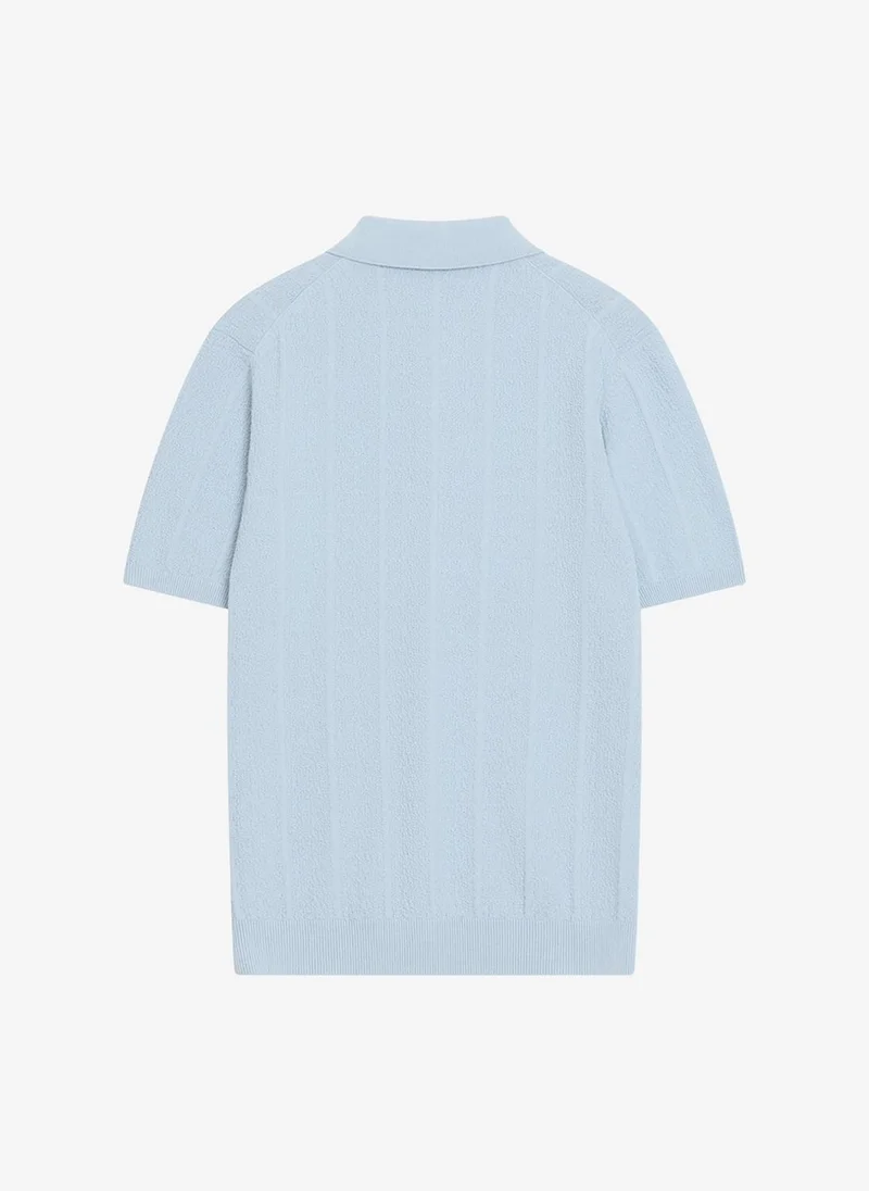 French Connection  Men's Ballad Blue Ss Texture Knitted Polo T-Shirt for Men | Best Price UAE