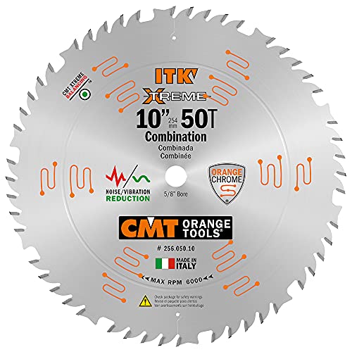 CMT ORANGE TOOLS CMT 256.050.10 ITK XTreme Industrial Combination Saw Blade, 10-Inch x 50 Teeth 4 ATB + 1 FLAT Grind with 5/8-Inch Bore - Image 1