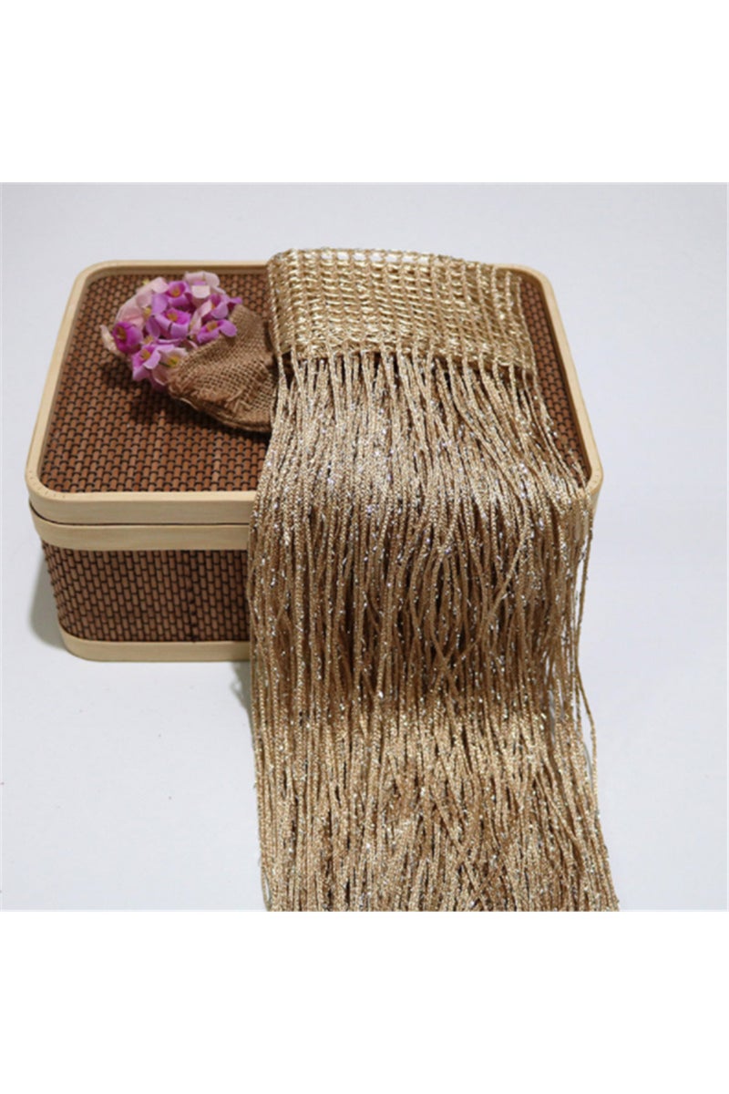 ستارة خيطية لامعة مزينة بشرابات، مقاس 200 × 95 سم، لون الشمبانيا، طولها 2 متر × 1 متر، ستائر خيطية معلقة مزينة بالخرز اللامع