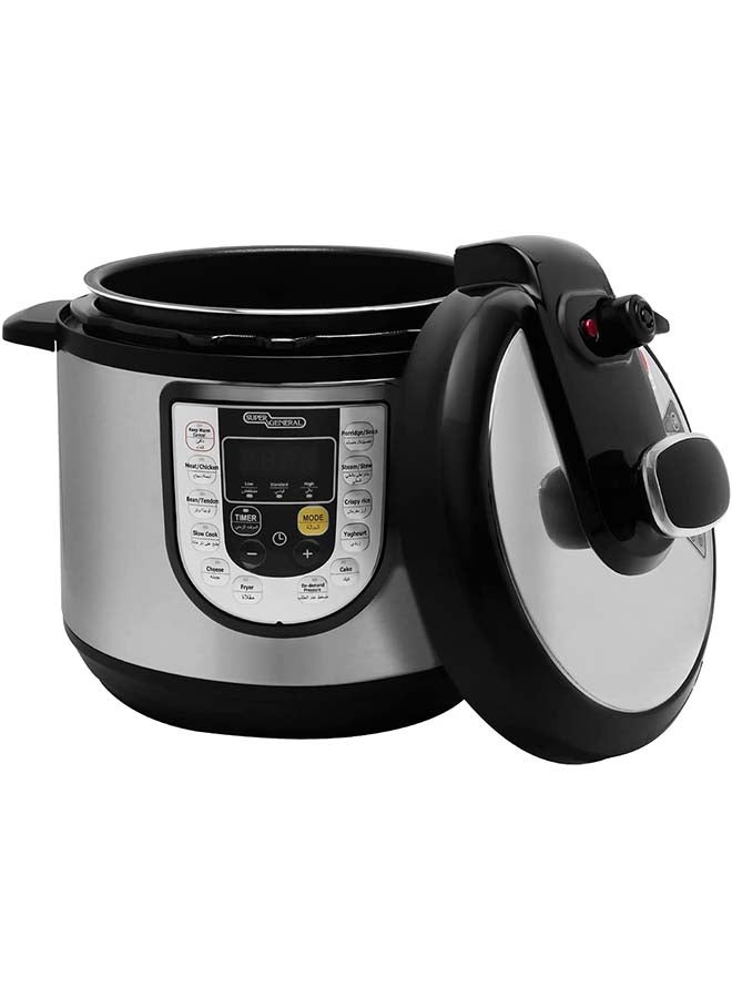 سوبر جنرال جهاز طهي بالضغط الكهربائي 6 L 1000 W SGEC60DM أسود/ فضي - Image 4