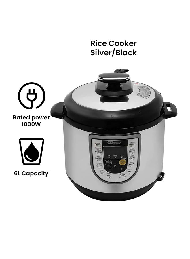 سوبر جنرال جهاز طهي بالضغط الكهربائي 6 L 1000 W SGEC60DM أسود/ فضي - Image 2