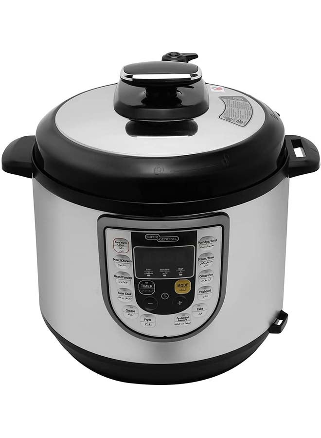 سوبر جنرال جهاز طهي بالضغط الكهربائي 6 L 1000 W SGEC60DM أسود/ فضي - Image 1