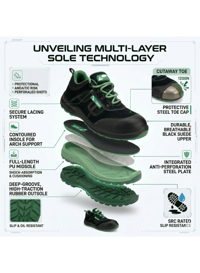 Lucas Nevis Low Ankle Steel Toe Industrial Safety Shoes, Lightweight Comfortable Work Footwear with Non Slip Grip and Puncture Proof Protection for Construction and Outdoor Use for Men and Women - Image 3