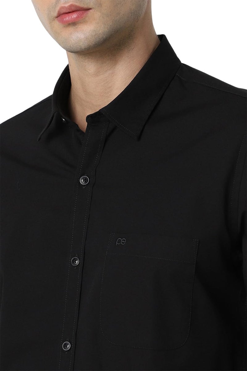 Peter England Men Black Slim Fit Solid Shirt - Image 5