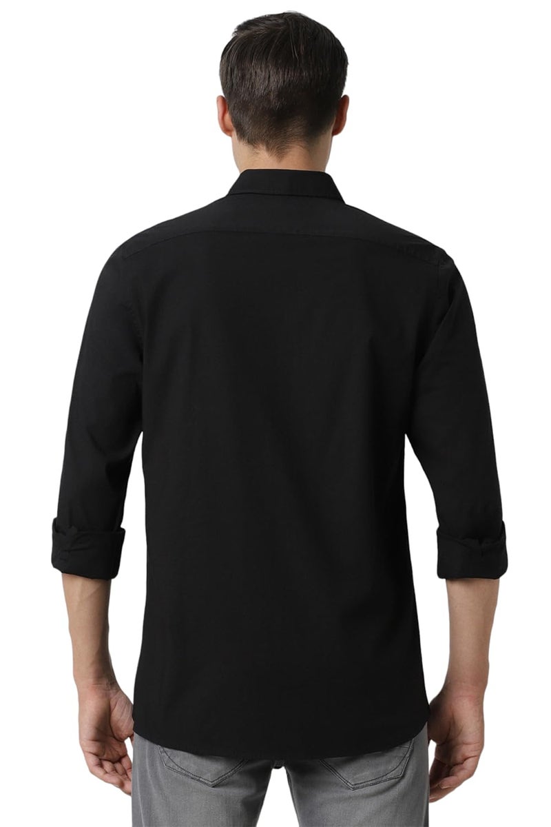 Peter England Men Black Slim Fit Solid Shirt - Image 3