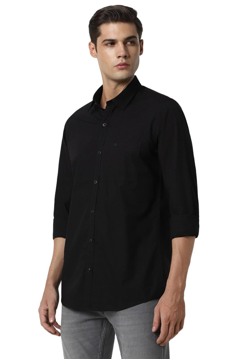 Peter England Men Black Slim Fit Solid Shirt - Image 2