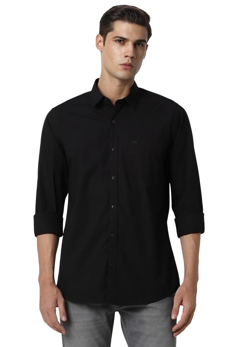 Peter England Men Black Slim Fit Solid Shirt - Image 1