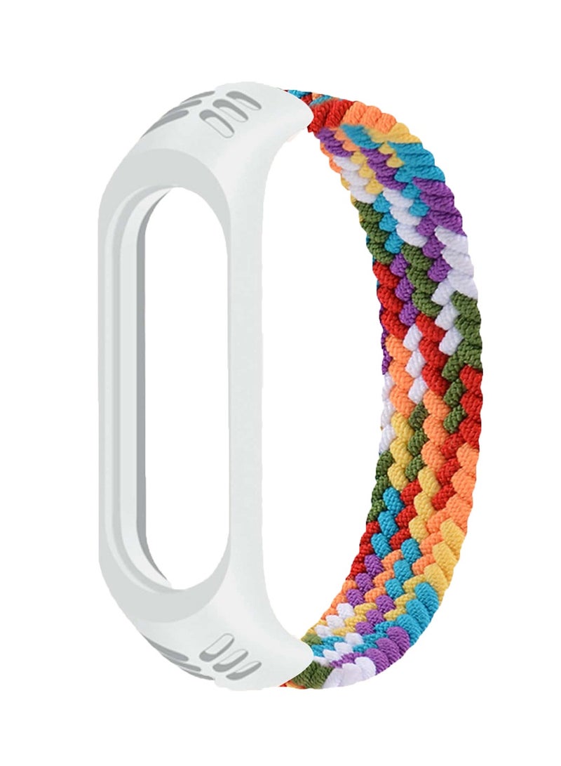 Soft Stretchable Nylon Braided Loop Strap for Mi Band 3 4 5 6 - Sport Replacement Wristband in Rainbow Color, Size L - Image 2