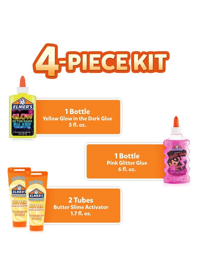 Elmer's Butter Slime Kit, Includes Glow in the Dark and Glitter Glue, Slime Activators, Washable, Safe, Nontoxic, 4 Piece Kit - Ideal for Kids, Activity Time, Classroom, Party, Gifts